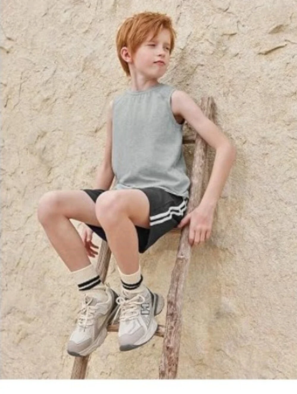 Boys Tank Top Athletic Sleeveless Crewneck T-Shirts Kids Gray